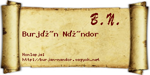 Burján Nándor névjegykártya